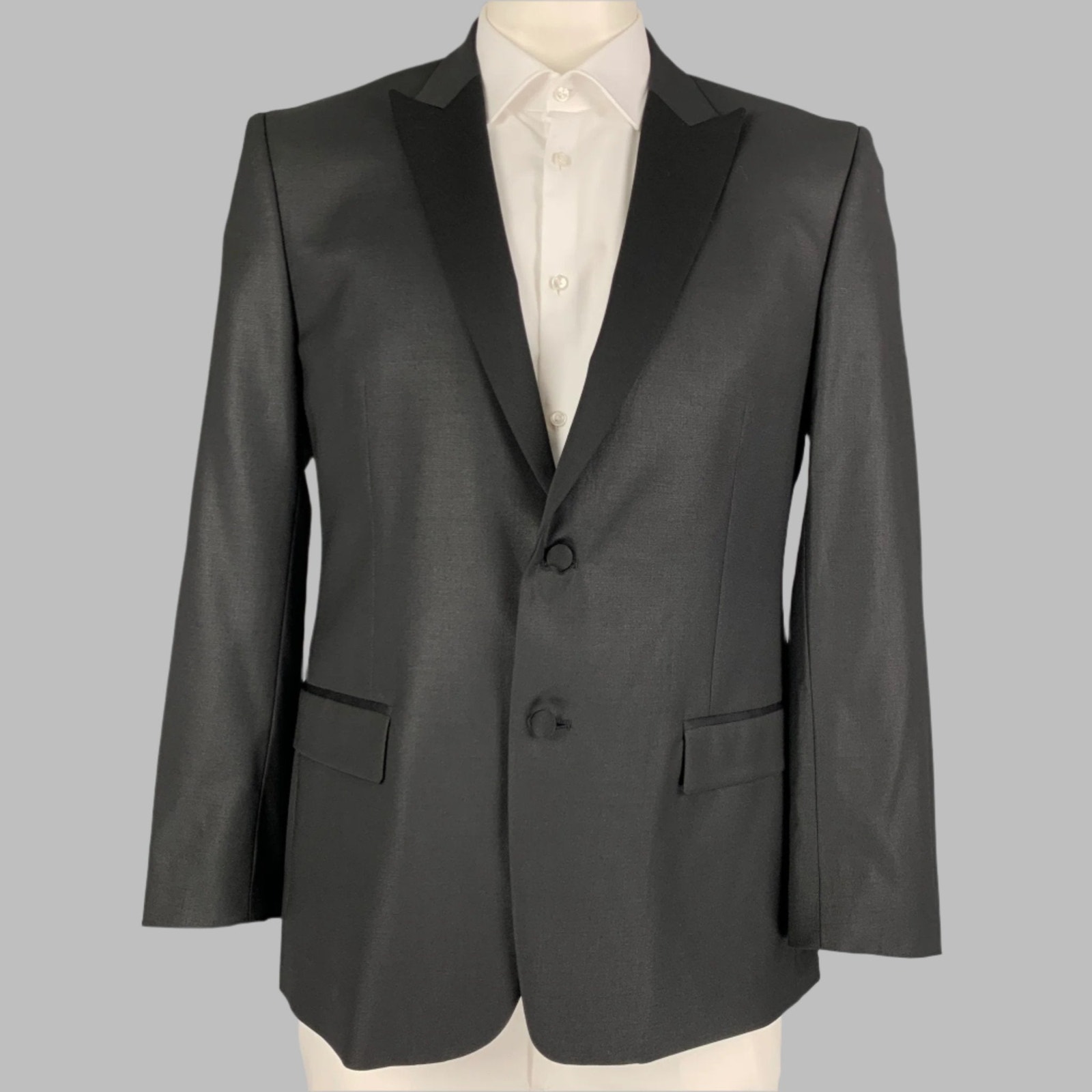 Versace Collection Size 42 Black Polyester Blend Peak Lapel Sport Coat